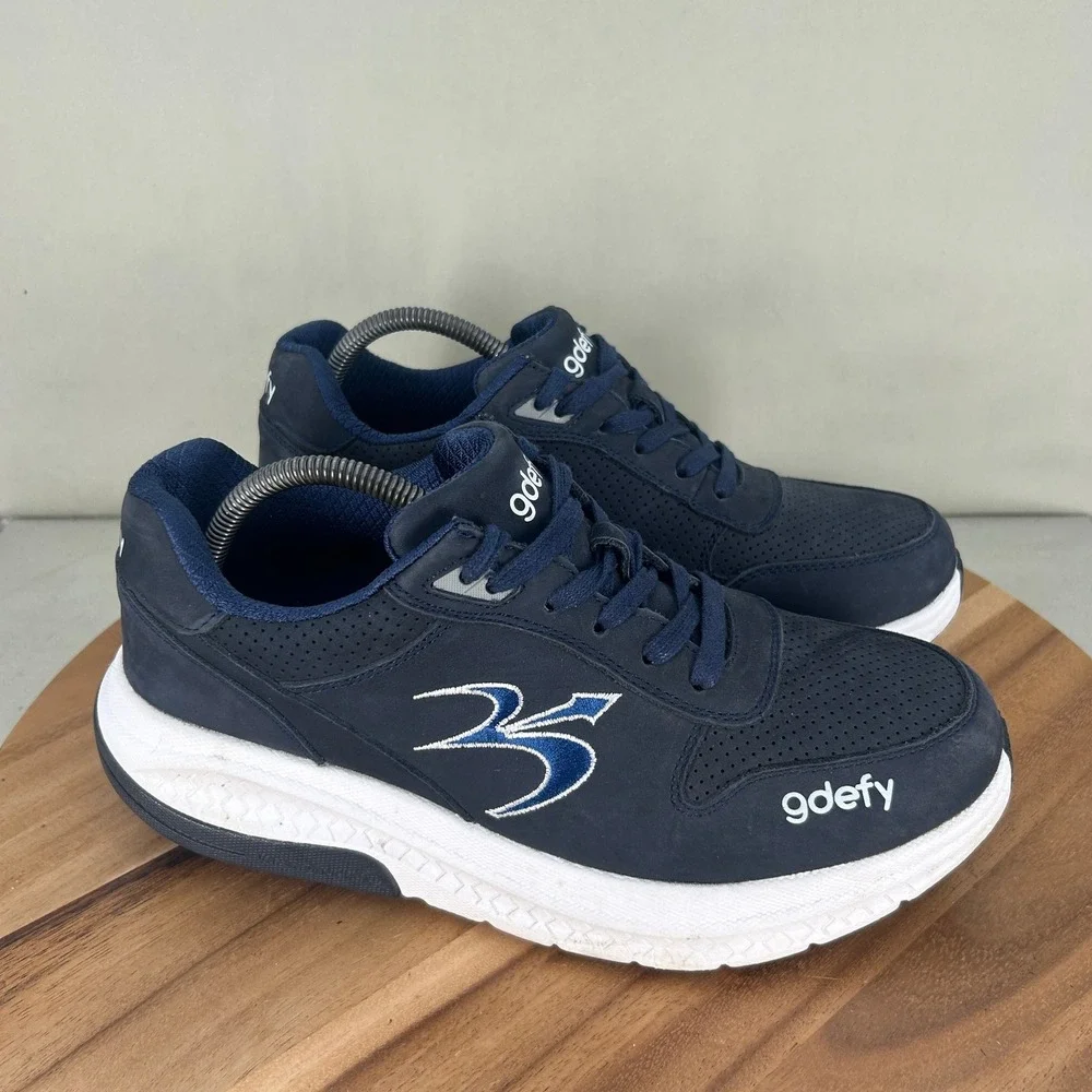 Gravity Defyer G-Defy Mens 10 Blue Leather Walking Shoes TB9023MWU-W VersoShock